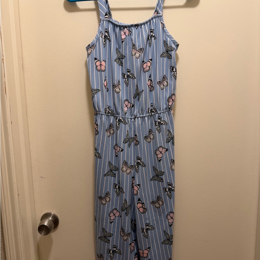 wonder nation Light Blue Striped Butterfly Print Girls' One-Piece